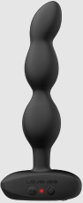 A black silicone vibrator with three bead shapes